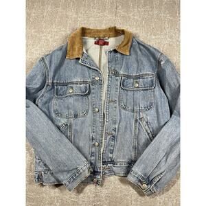 Banana Republic Vintage 90s Y2K Denim Cordury Collar Button Down Jean Jacket M